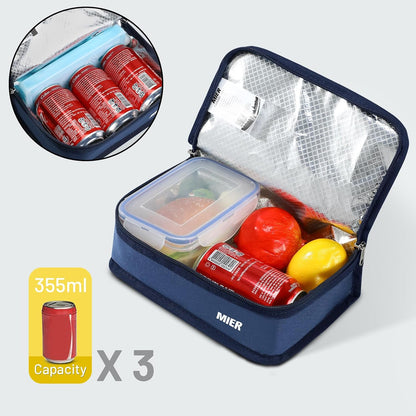 MIER Small Lunch Bag for Kids & Adults Compact Insulated Lunch Box Portable Thermal Mini Cooler for Work School Travel, Bluesteel