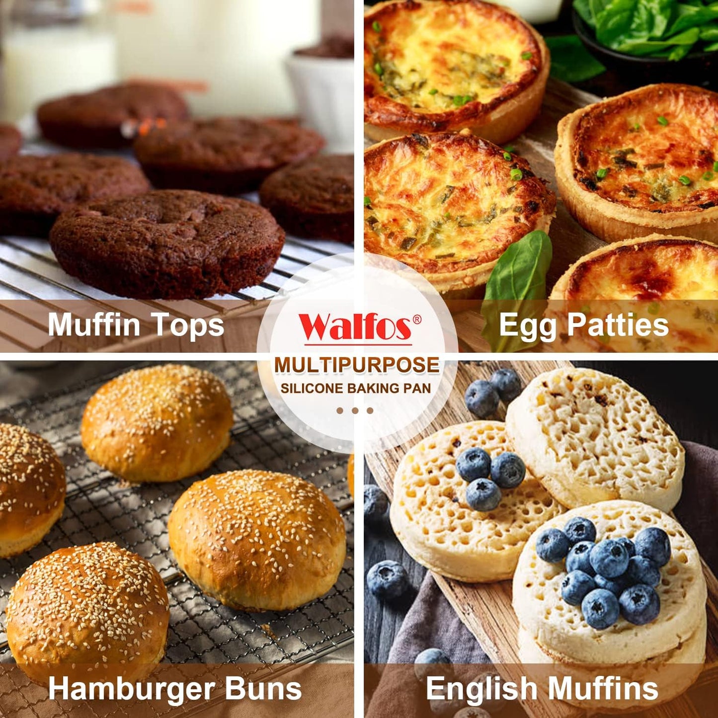 Walfos Silicone Cupcake Pan Set, 2-Piece Mini 24 Cups Muffin Baking Pan, BPA Free and Dishwasher Safe, Non-stick , Great for Making Muffin Cakes, Fat Bombs
