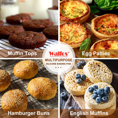 Walfos Silicone Cupcake Pan Set, 2-Piece Mini 24 Cups Muffin Baking Pan, BPA Free and Dishwasher Safe, Non-stick , Great for Making Muffin Cakes, Fat Bombs