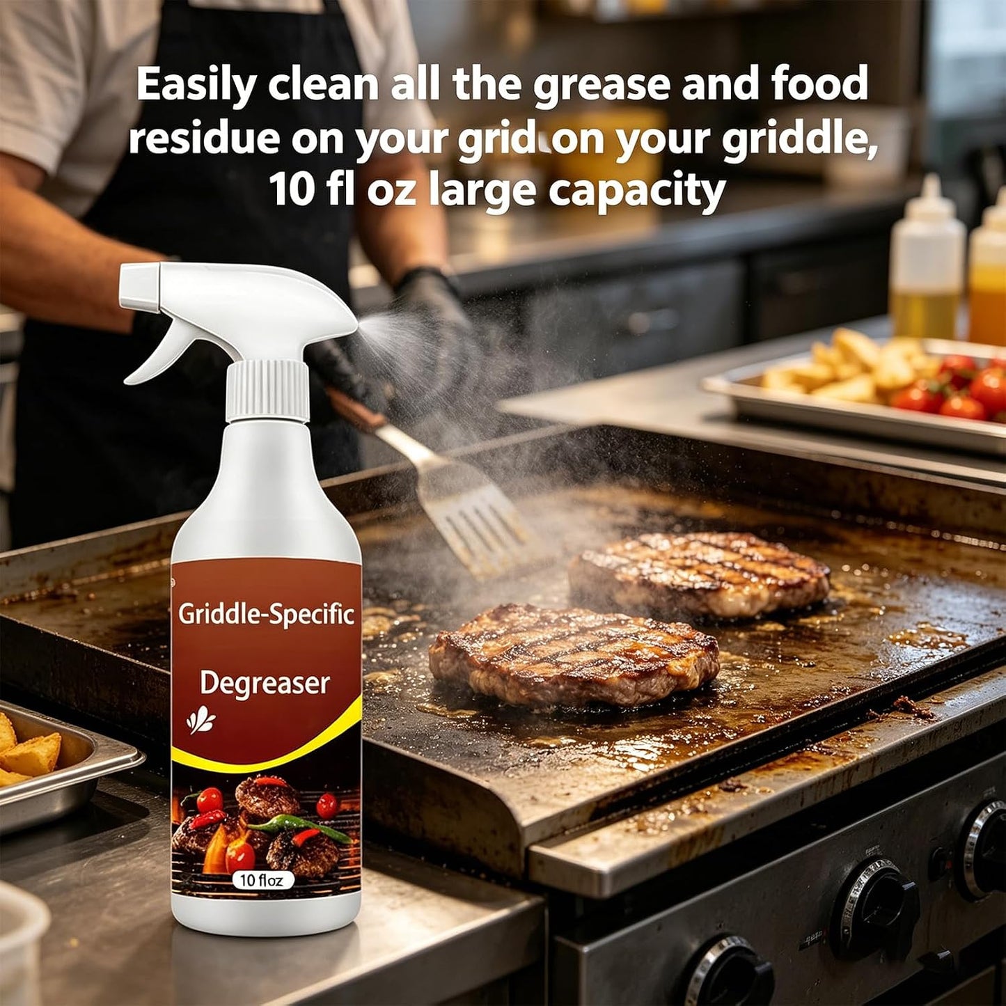 Rivoneed Grill Cleaner, Grill and Grate Cleaner Spray, Cleans and Degreases BBQ Cooking Grates and Racks, Pellet and Electric Smokers, Clean for Burners, Grates and Drip Pans (1)
