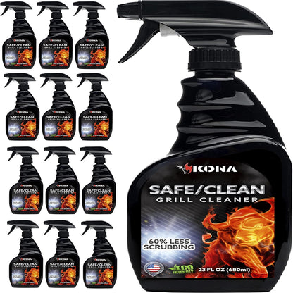 Kona Safe/Clean Grill Cleaner Spray - Now 40% More Cleaning Power, Heavy Duty No-Drip Gel, Eco-Friendly, Food Safe, BBQ Grate Degreaser, Biodegradable, Made in Michigan USA - 23oz