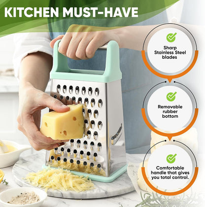 Spring Chef Stainless Steel XL Cheese Grater for Kitchen, Green