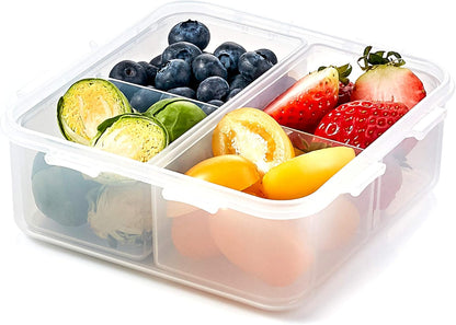 LOCK & LOCK Easy Essentials On The Go Meal Prep Lunch Box, Airtight Containers with Lid, BPA Free, Square (4 Section) -29 oz, Clear