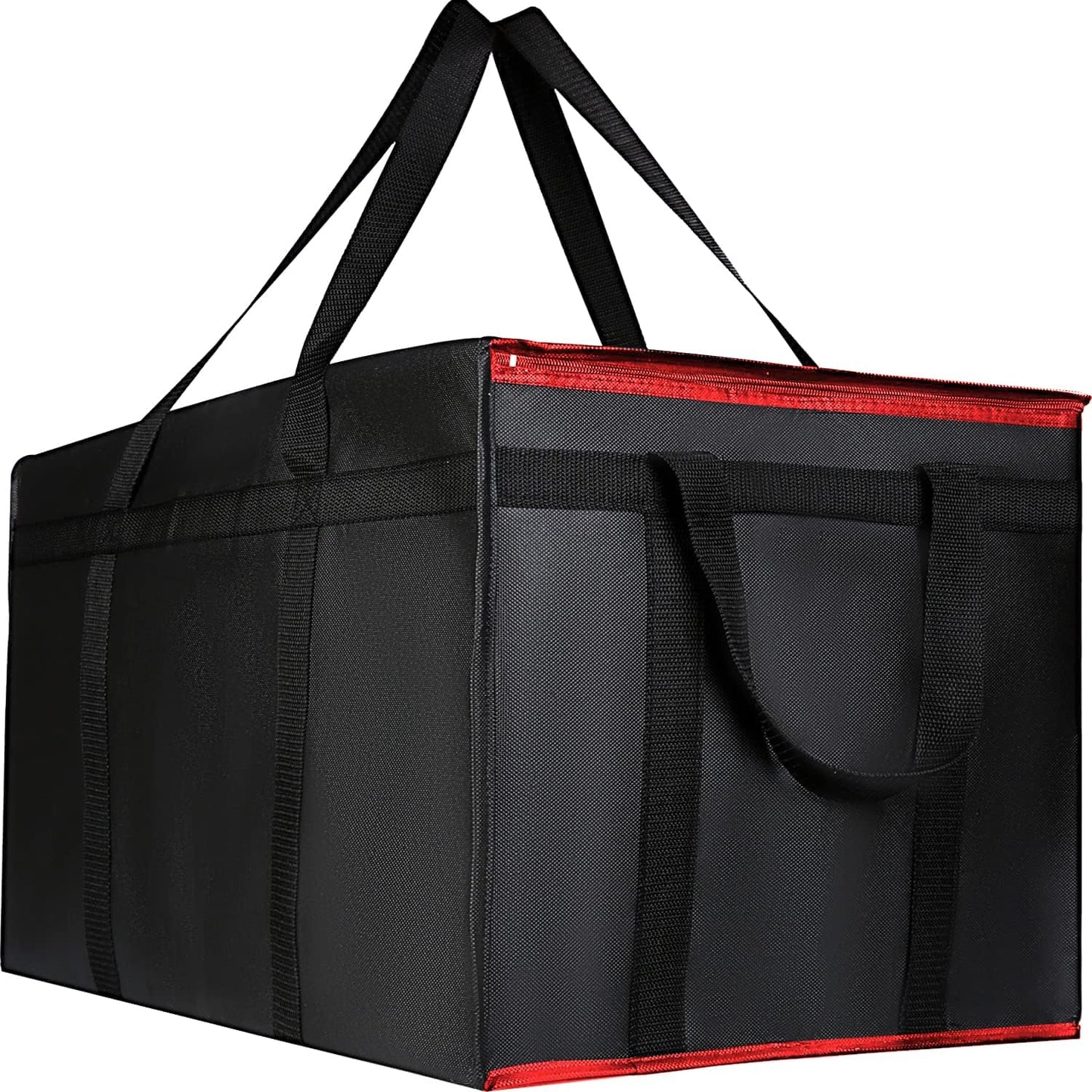 musbus Extra large XXXL Insulated Food Delivery Bag Cooler Bags Keep Food Warm Catering Therma Catering Bag for doordash 22x14x13 Cooler Bags Therma Shopper hot warming RED Pizza BLACK
