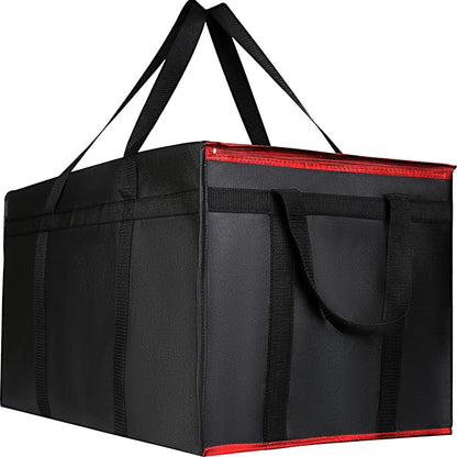 musbus Extra large XXXL Insulated Food Delivery Bag Cooler Bags Keep Food Warm Catering Therma Catering Bag for doordash 22x14x13 Cooler Bags Therma Shopper hot warming RED Pizza BLACK