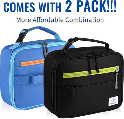Genteen Lunch Box Kids, Insulated Lunch Bag Kids Boys Girls Back to School, Soft Lunch Box for Men Reusable Lunchbox for Office,Outdoor,School (Black)
