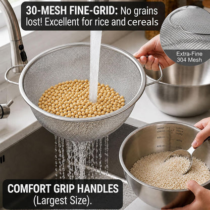 18/8 Stainless Steel Colander with Mixing Bowl, 1.5QT