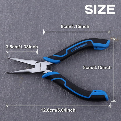 SPEEDWOX Long Reach Bent Needle Nose Pliers With Smooth Jaw Angled Needle Nose Pliers For Jewelry Making Fish Bone Pliers Tweezers Bent Chain Nose Pliers For Wire Bending And Small Object Gripping