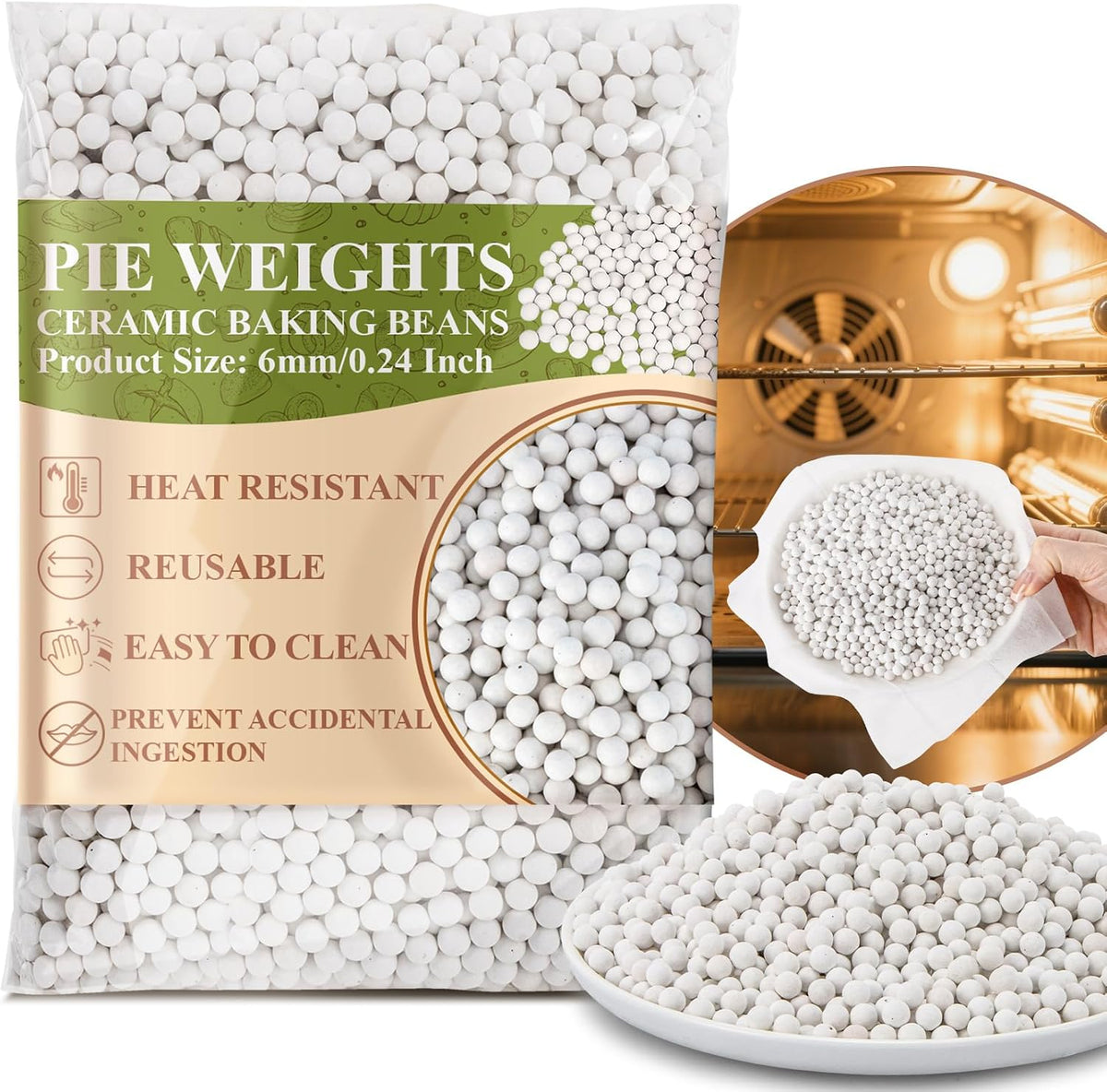 Sukh Pie Weights for Baking 0.92LB - Ceramic Baking Beans for Blind Baking