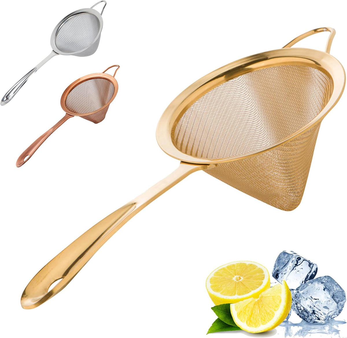 A Bar Above Fine Mesh Cocktail Strainer, 304 Conical Sieve, Silver Finish