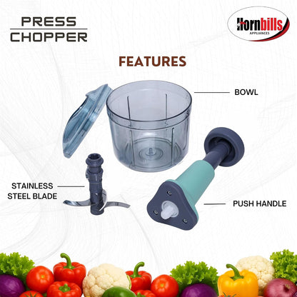 Push Chopper with 4 Blades 1000 ML Handy & Compact Chopper