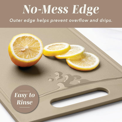 COOK WITH COLOR Non-Slip Cutting Board Set – Kitchen Essentials with Easy Grip Handle for Meat, Veggies, and Fruits, 3 Cutting Boards, Speckled White