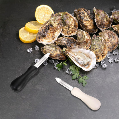 Fasmov 10 Pack Oyster Shucking Knife, Stainless Steel Oyster Knife Oyster Shucker Clam Knife, Oyster Knives Suitable for All Kinds of Shells and Oysters Shucking(White+ Black)