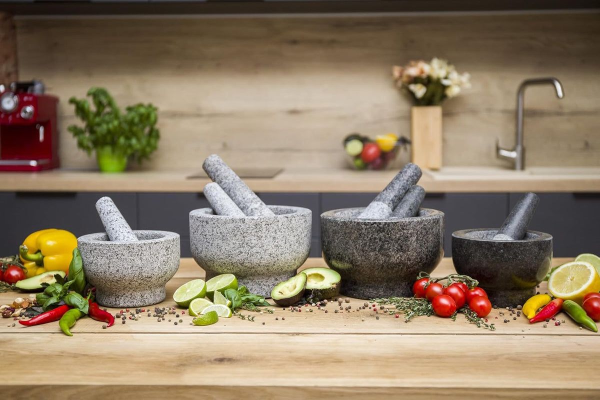 ChefSofi Mortar and Pestle Set (Gray, 2-Cups)