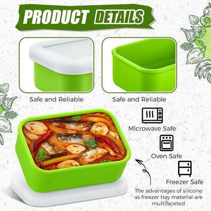 Nuogo 8 Pcs 1 Cup Silicone Freezer Containers with Lid Soup Freezer Molds Silicone Soup Containers Rectangle Trays Reusable Food Preserving Tray Ice Trays for Soups Sauces Stews(Green)