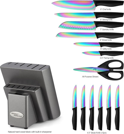 Marco Almond Kitchen Knife Set Chef Knife Set Black