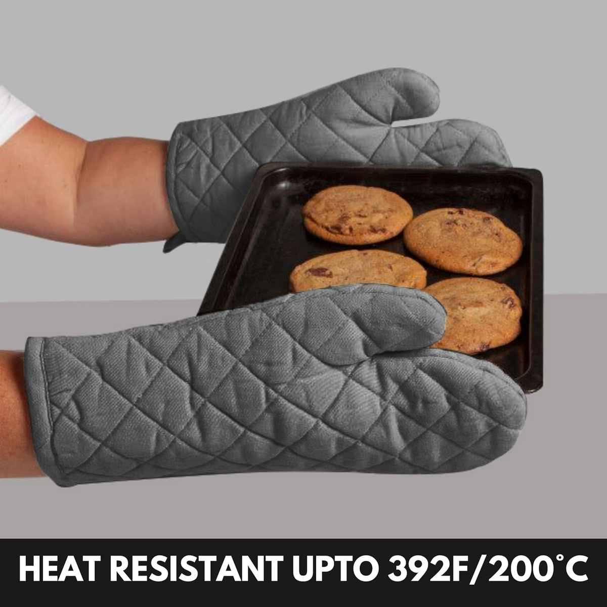 Oven Mitt (7"x13") & Pot Holder (8"x8") 100% Cotton Set of Heat Resistant Oven Gloves & Hot Pads for Gifts, BBQ, Cooking, Baking, Thanksgiving - Mustard Yellow