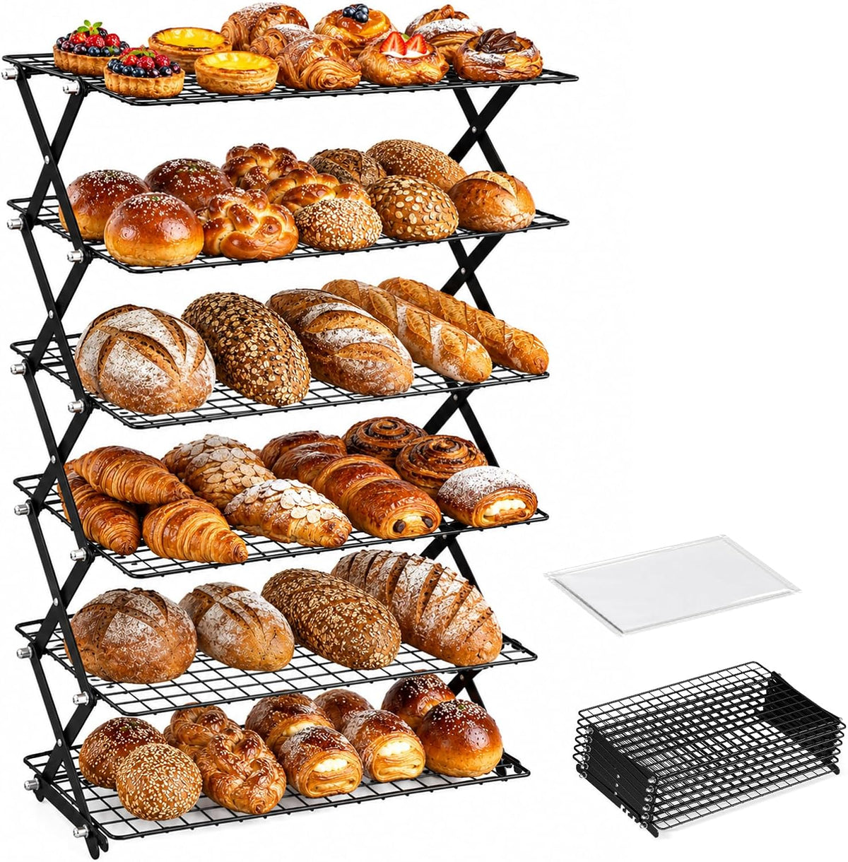 6 Tier Collapsible Cooling Rack for Baking Cookies Bread Barbecue