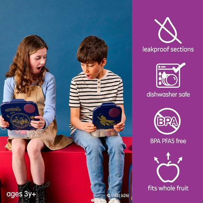 b.box Mini Lunch Box 2-Pack, Leak Proof Bento Box for Kids, 3 Compartment Snack Containers Ages 3+, Lunchbox for Daycare + School, Dishwasher Safe, BPA-Free, PFAS-Free, 4.25 Cup - Blue + Green