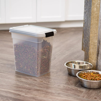 IRIS USA Airtight Dog Food Storage Container, Up to 30 lbs, Attachable Wheels, for Dog Cat Bird and other Pet Food Storage Bin, Keep Fresh, Easy Mobility, BPA Free, Black