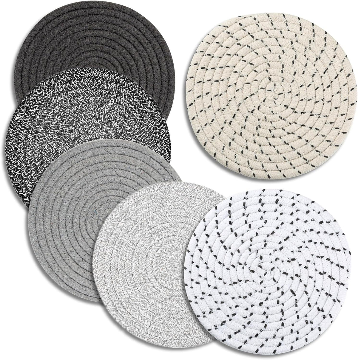 Trivets for Hot Dishes, Pots and Pans, 8 Inches Hot Pads 5 Pcs, Pot Holders for Kitchen, Heat Resistant Mat Protect Counter, Coasters Set Home Essentials Farmhouse Decor (Brown)