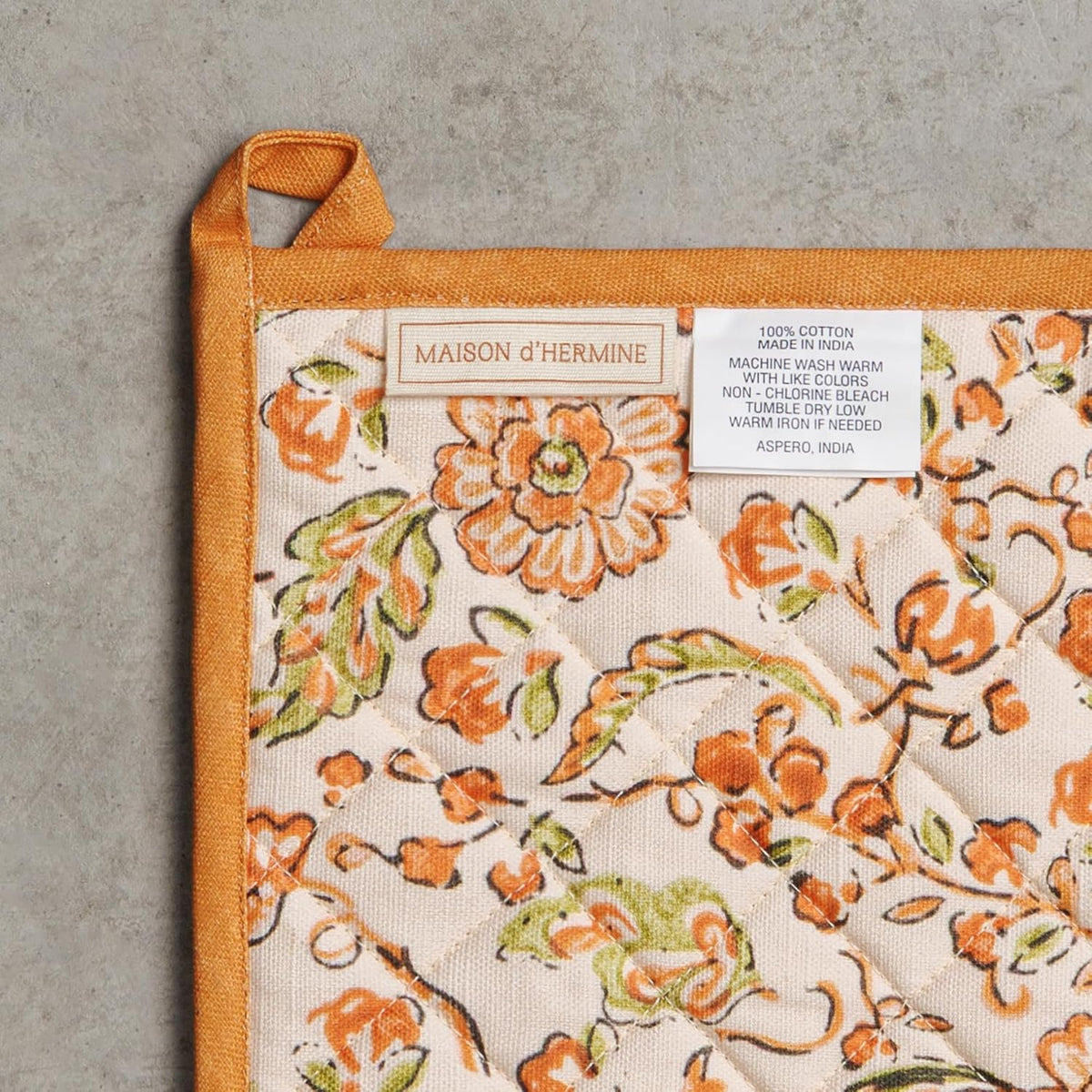 Maison d' Hermine 100% Cotton Oven Mitt & Pot Holder Set (7.5"x13" & 8"x8") - Colors C