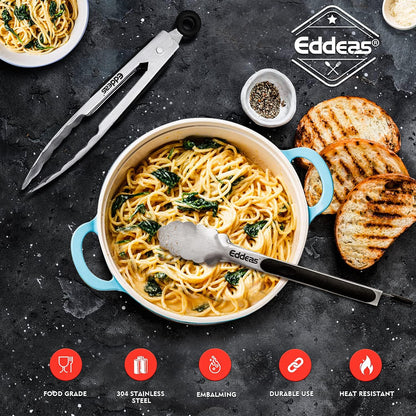 Eddeas Kitchen Tweezers Tongs, Cooking Tweezers Stainless Steel - 3 Size 12'' 10'' & 8 inch Ideal for Meat, pasta, plating and pinching delicate small pieces of food, Set of 3