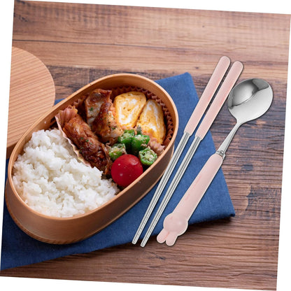 Garneck Portable Cutlery Set for Boys and Girls Lunch Box Utensils Spoon Chopsticks Reusable Silverware Set Case Travel Silverware Stainless Steel