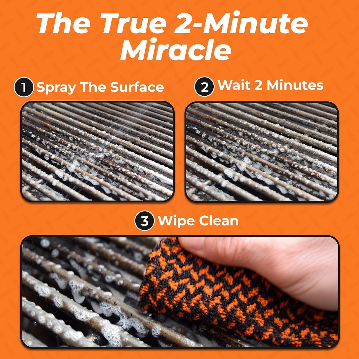 Proud Grill Company Q-Swiper 2-Minute Miracle Grill & Grate Cleaner with Scrub Clean Cloth - Father Day Gifts, Degreaser Spray for BBQ, Oven, Stove, Kitchen Tops & Surfaces, Grate & Grease Remover