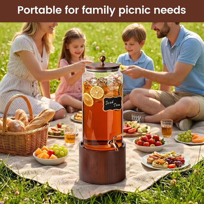 2 * 1 Gallon Glass Drink Dispenser for Parties Beverage Dispenser