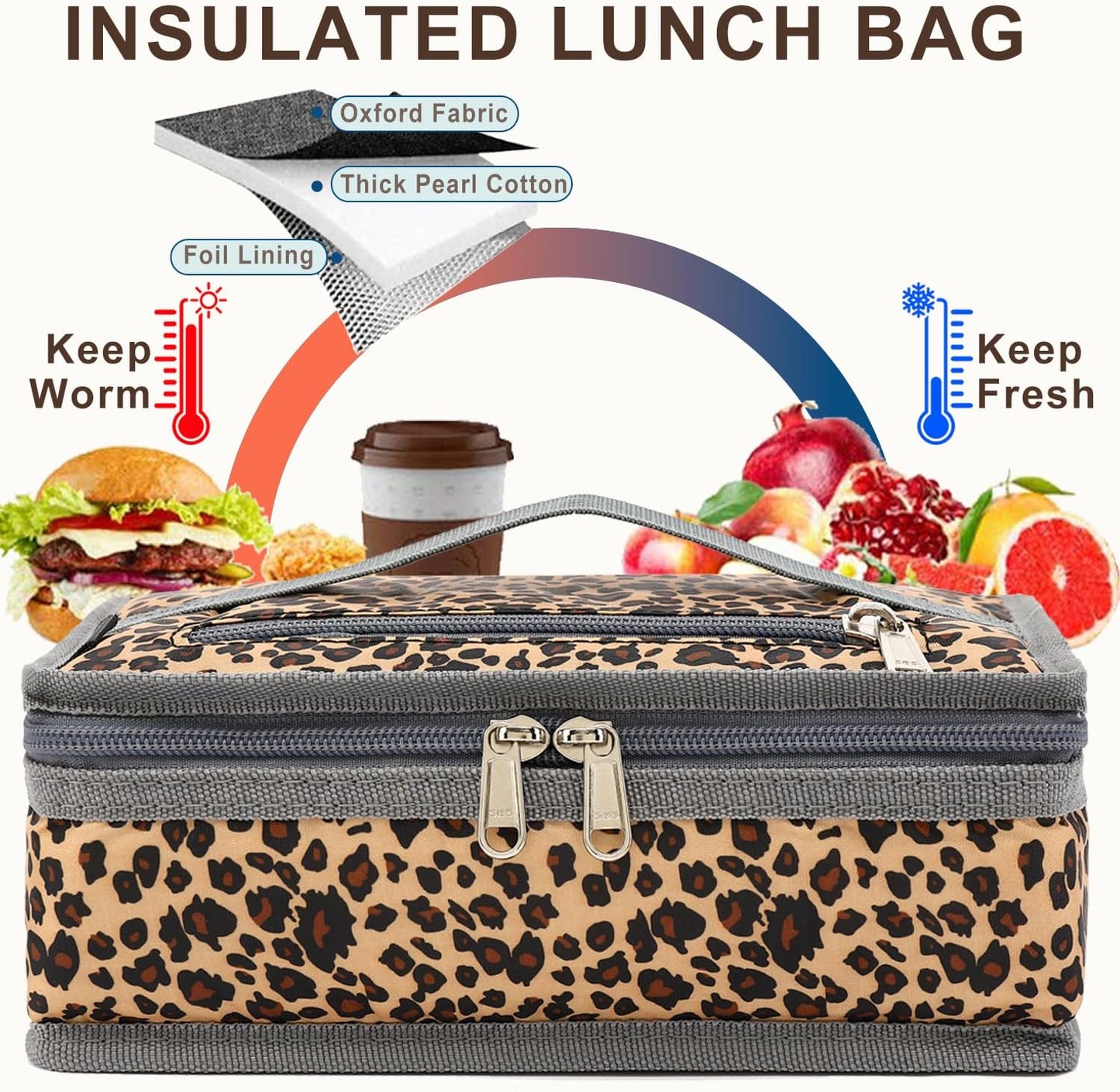 FlowFly Small Insulated Lunch box Portable Soft Bag Mini Cooler Thermal Meal Tote Kit with Handle for Work & School, Black
