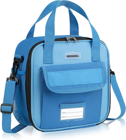 REDSHELL Tactical Lunch Box Kids, Large Insulated Lunch Bag for Boys Girls, Cooler Lunchbag, Square Toddler Lunchbox, School Daycare Lunch Tote Pail with Water Bottle Holder Shoulder Strap, Blue