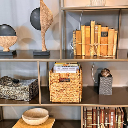 4 Hand-Woven Wicker Storage Baskets 13x11x11in, Water Hyacinth Shelf Bins | ECO-FRIENDLY & SUSTAINABLE