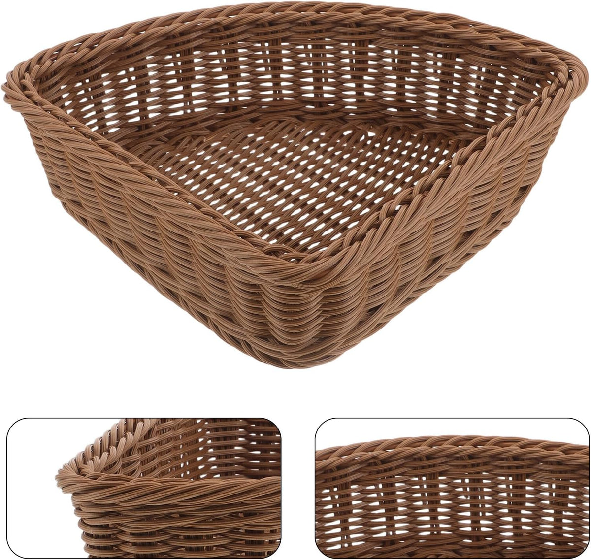 Garneck 2pcs Corner Storage Basket Set: Triangle Shelf Basket Stackable Wardrobe Organizer for Cabinet Closet Kitchen Pantry Bathroom Makeup Sundries Fruit Coffee Woven Tray
