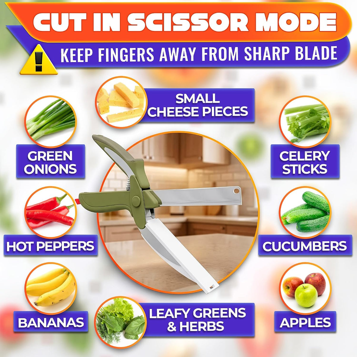2 in 1 Kitchen Scissors for Food with Knife Sharpener (Grey)
