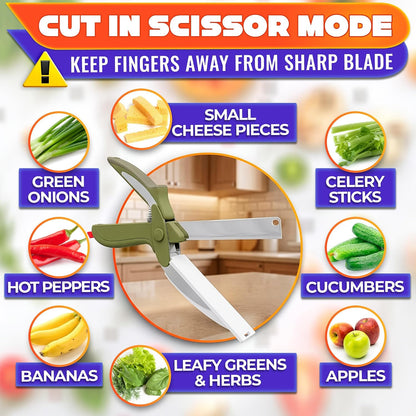 2 in 1 Kitchen Scissors for Food with Knife Sharpener (Grey)
