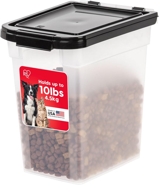 IRIS USA Airtight Dog Food Storage Container, Up to 30 lbs, Attachable Wheels, for Dog Cat Bird and other Pet Food Storage Bin, Keep Fresh, Easy Mobility, BPA Free, Black