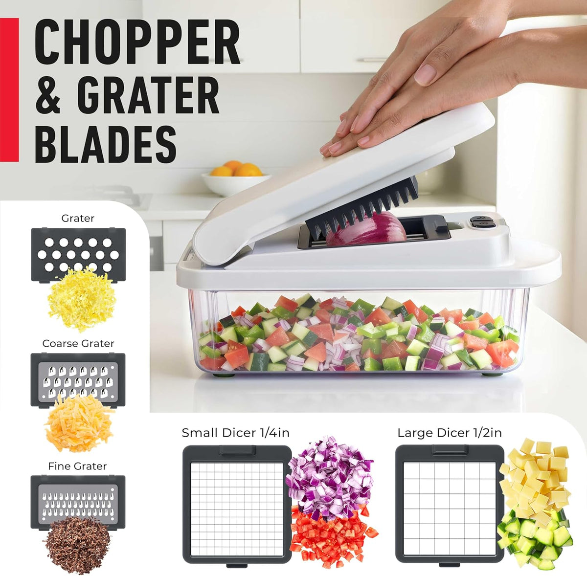MUELLER HOME Pro-Series 10-in-1 Stainless Steel Multi Vegetable Chopper