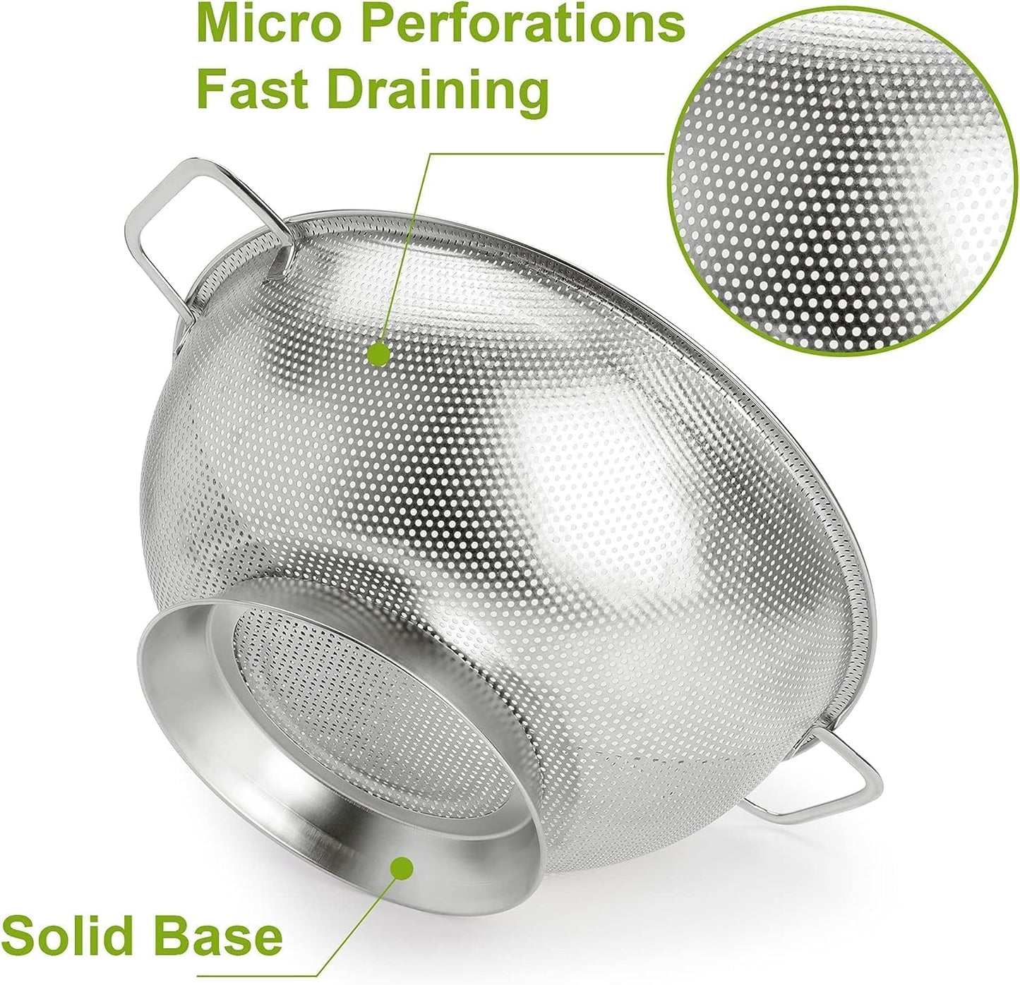 Gulex Colander Stainless Steel 3-Quart, Strainer Kitchen, Dishwasher Safe