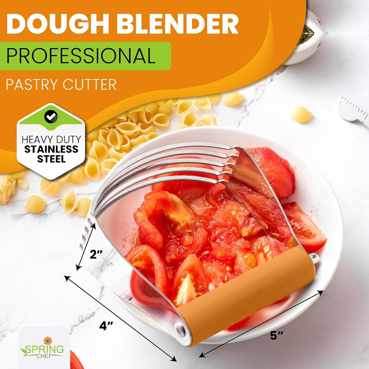 Spring Chef Large Dough Blender For Baking - Durable Pastry Blender - Black