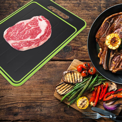 VICASKY Double-sided Cutting Board Mat for Meat and Vegetables, Anti-skid Thawing and Kneading Board, Black-green Square Chopping Panel for Kitchen Food Prep