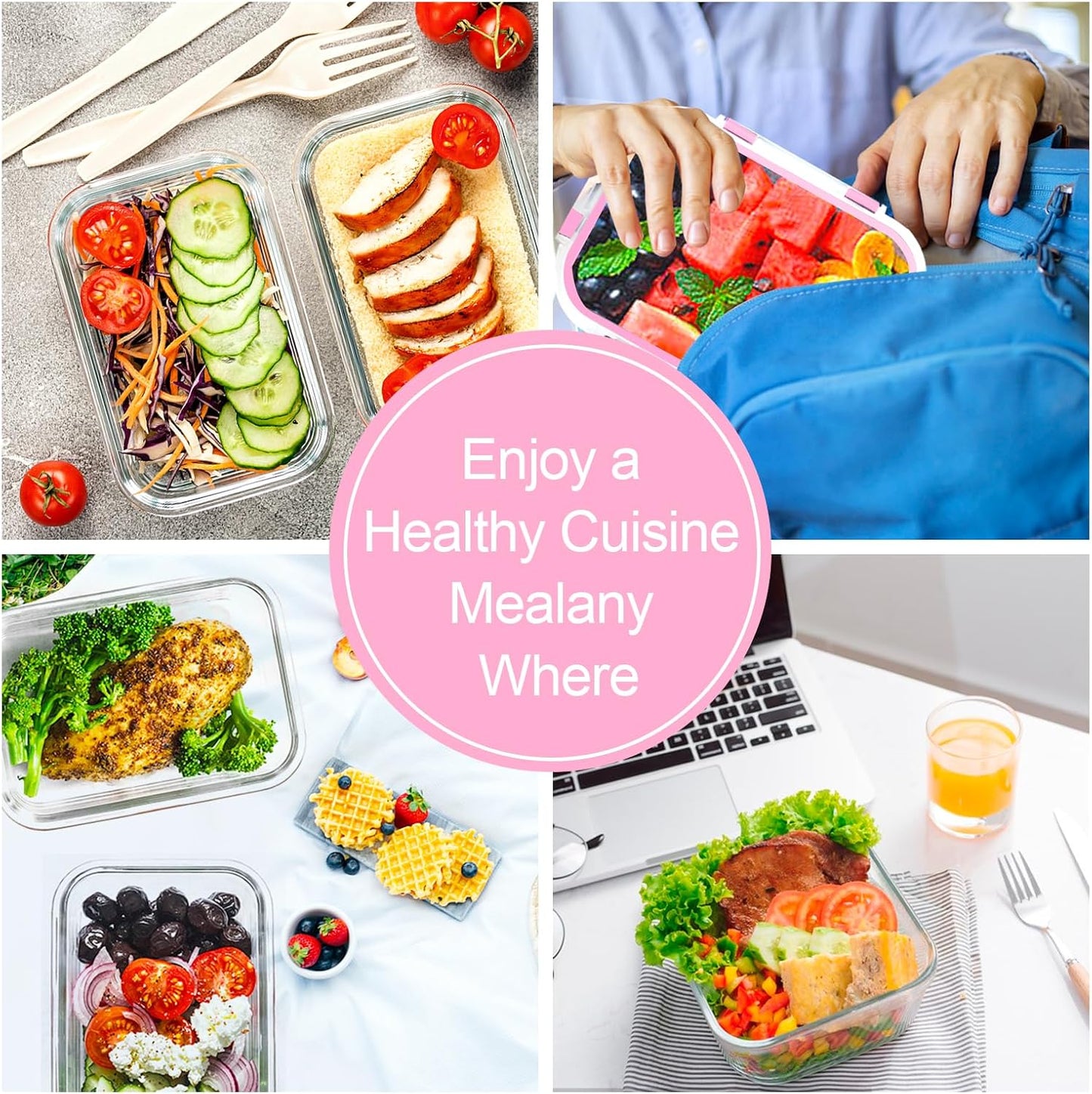 VERONES 10Pack Glass Meal Prep Containers, Airtight Glass Lunch Containers,Stackable Glass Food Storage Containers Set with Lids,Exclusive of BPA, for Microwave,Oven, Freezer&Dishwasher Friendly,Green