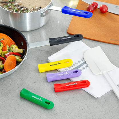 Restaurantware Silicone Pan Handle Cover Set 1-Count Heat-Resistant Removable Pan Handle Grips, Ergonomic Non-Slip Green Handle Protectors for Fry Pans and Sauce Pans