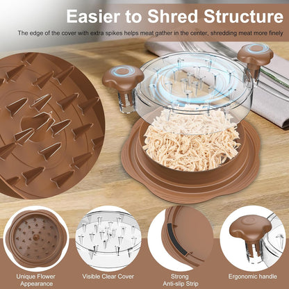 Chicken Shredder Tool Twist Large Meat Shredder with Brush&Fork, Black