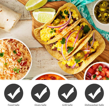 Stainless Steel Taco Holder Set - Stand with Handle, Holds Up to 3 Tacos Each