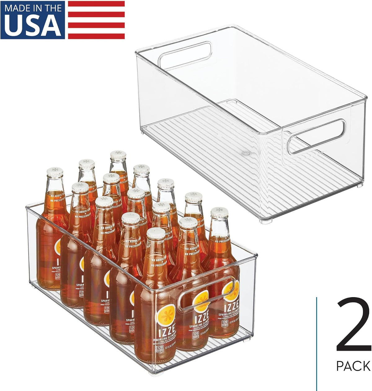iDesign Stackable Fridge Bin, Set of 4, Clear | Kitchen Storage Bin, For Pantry, Cabinets, or Fridge