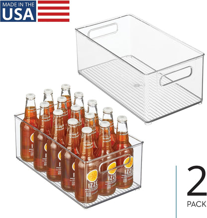 iDesign Stackable Fridge Bin, Set of 4, Clear | Kitchen Storage Bin, For Pantry, Cabinets, or Fridge