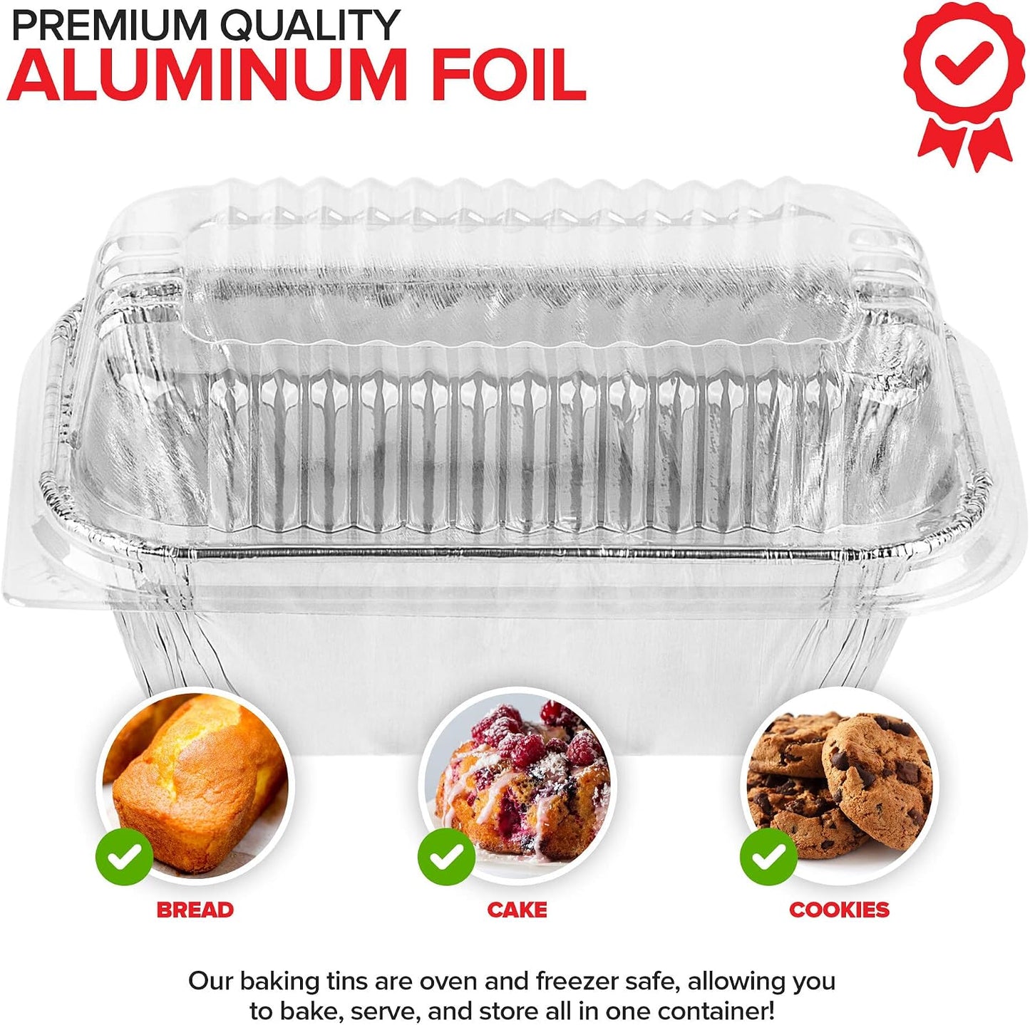 Stock Your Home Aluminum Pans Mini Loaf Pans (50 Pack) 1 Lb Aluminum Foil Tin Pans, Small Loaf Pans – 1 Pound Disposable Baking Pans Perfect for Baking Cakes, Bread Loaves - 6 x 3.5 x 2