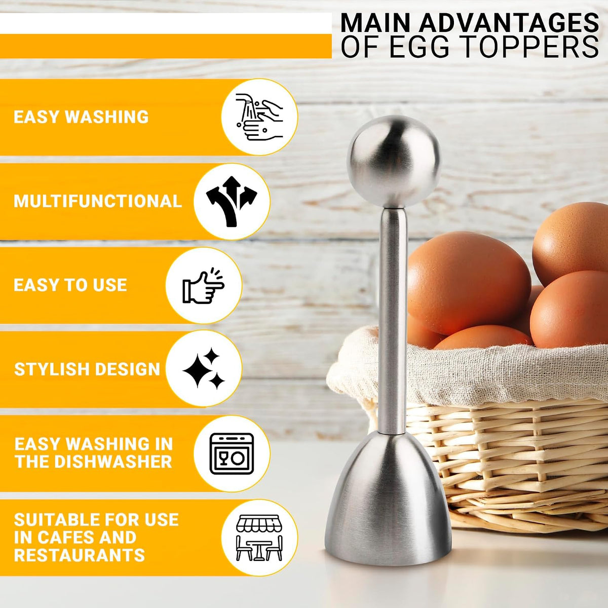 Soft Boiled Egg Holder Cups with Spoons, 2 Pcs Each, Stainless Steel