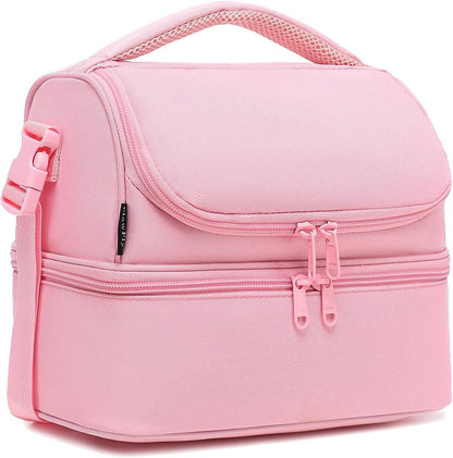 FlowFly Kids Double Decker Cooler Insulated Lunch Bag Large Tote for Boys, Girls, Men, Women, With Adjustable Strap, Unicorn
